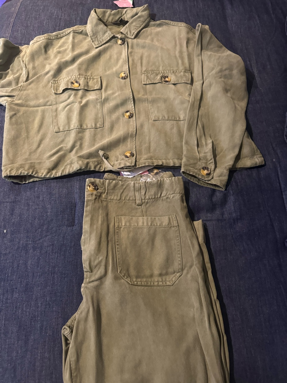 Womens Olive Green set Pants:31 Jacket XL